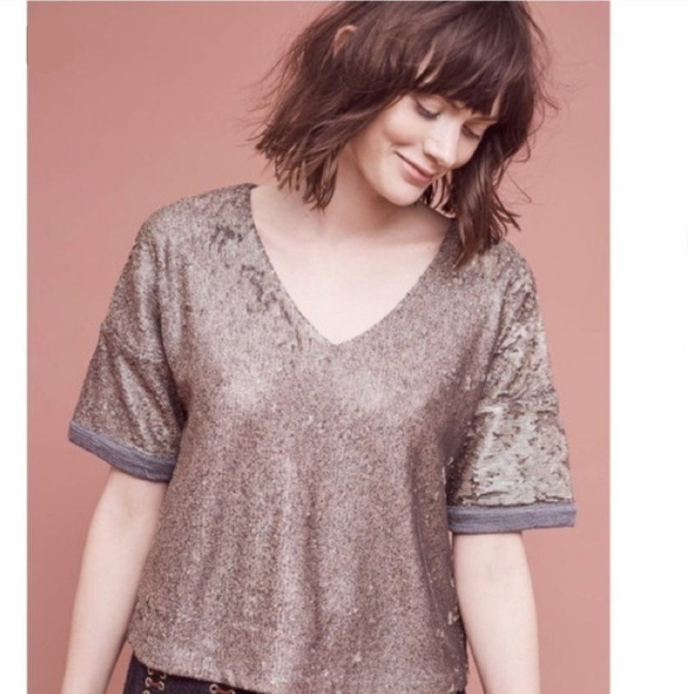 Anthropologie Deletta Sequin Top - Picture 1 of 7